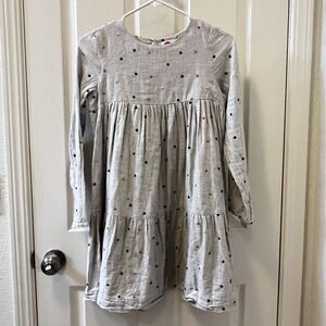 Mini Boden Long Sleeve Embroidered Polka Dot Dress Pockets Girls Size 11-12